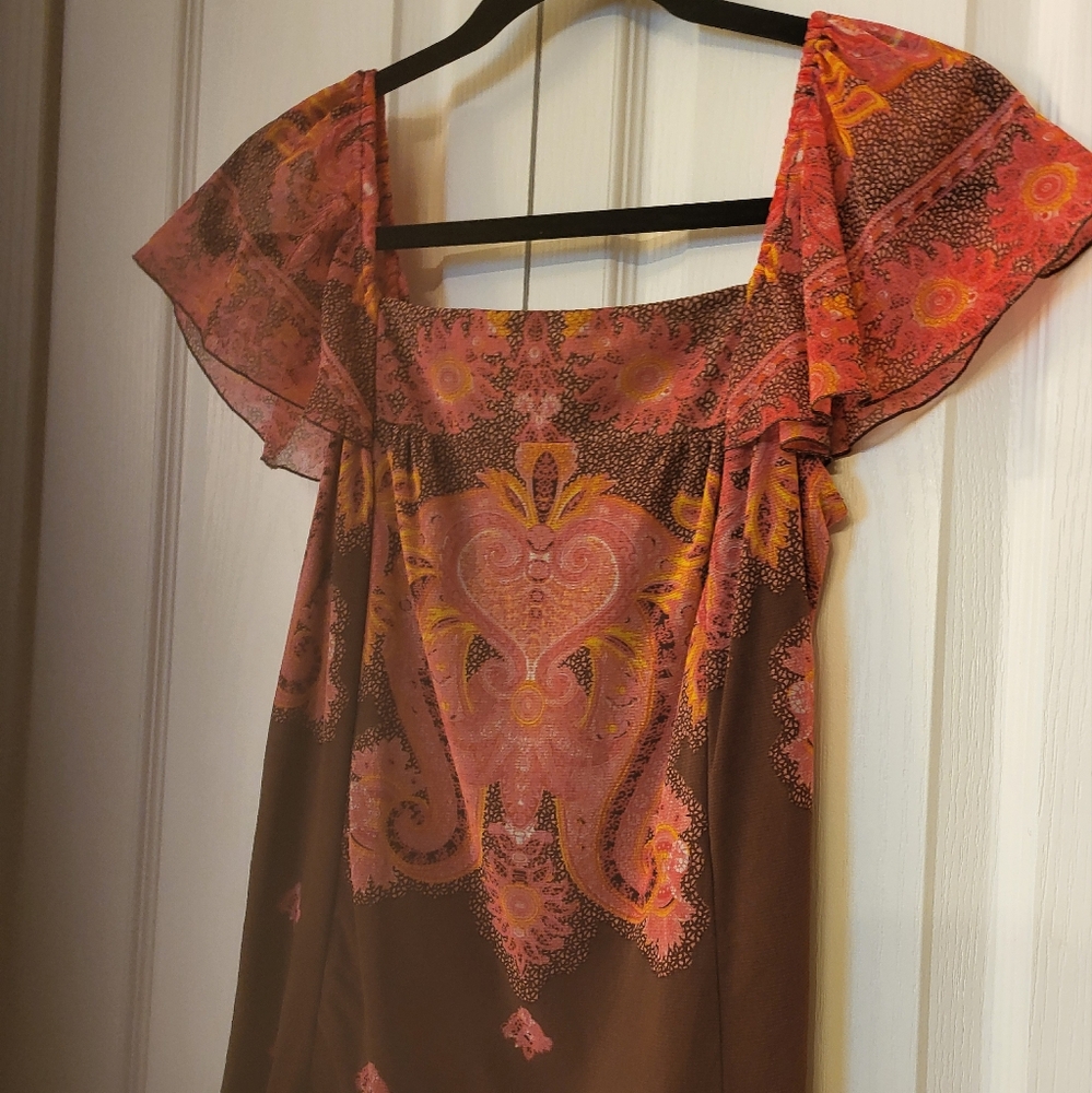 INC International Concepts Brown and Pink Blouse